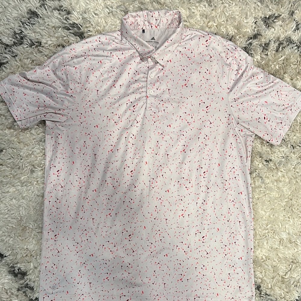 Adidas White and Red Polo